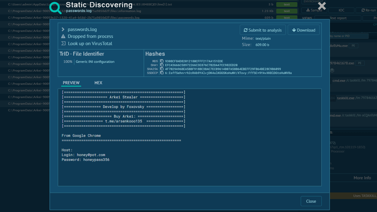 Vidar analysis in ANY.RUN