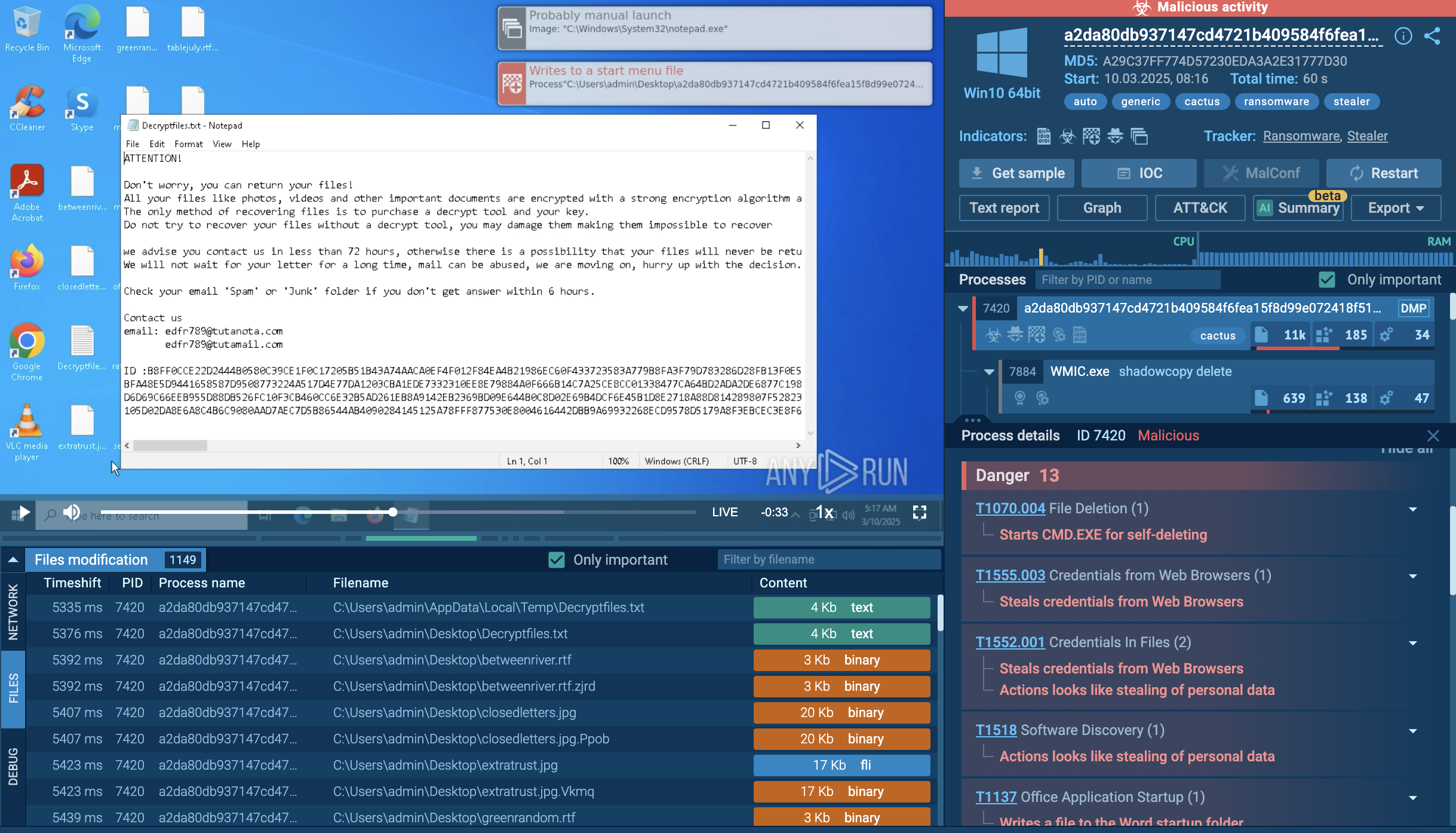Cactus Ransomware analysis in ANY.RUN