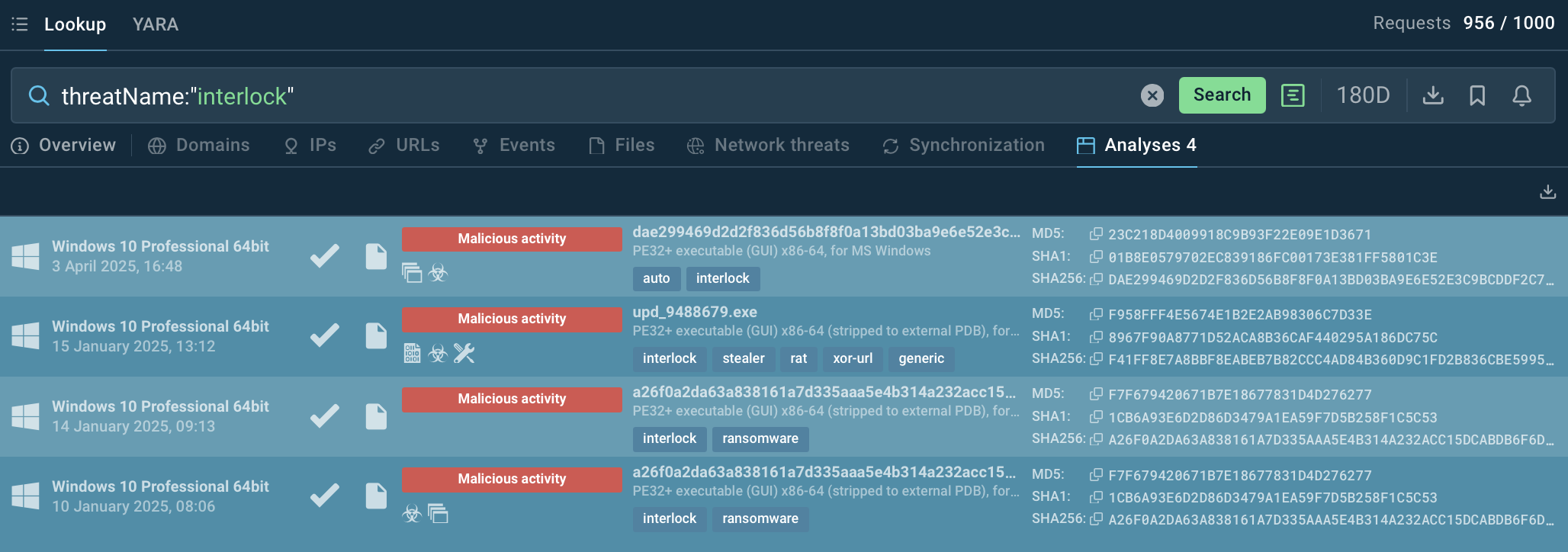 Interlock ransomware samples in ANY.RUN Sandbox