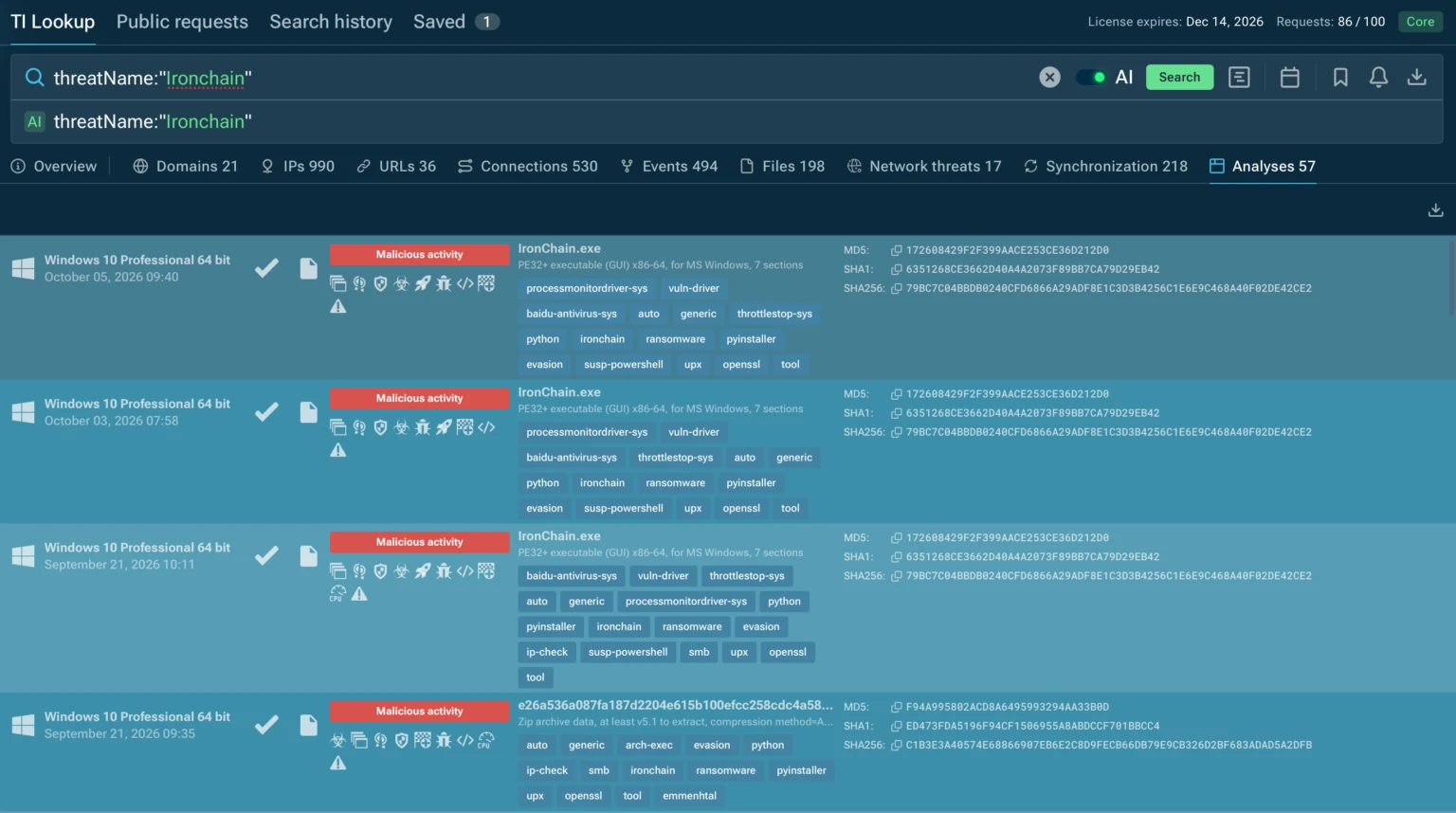 TI Lookup provides broader attack context to support deeper investigations