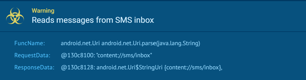 The malware reads incoming SMS