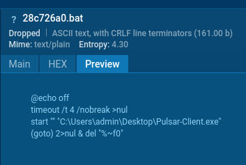 BAT file created at the start of the attack