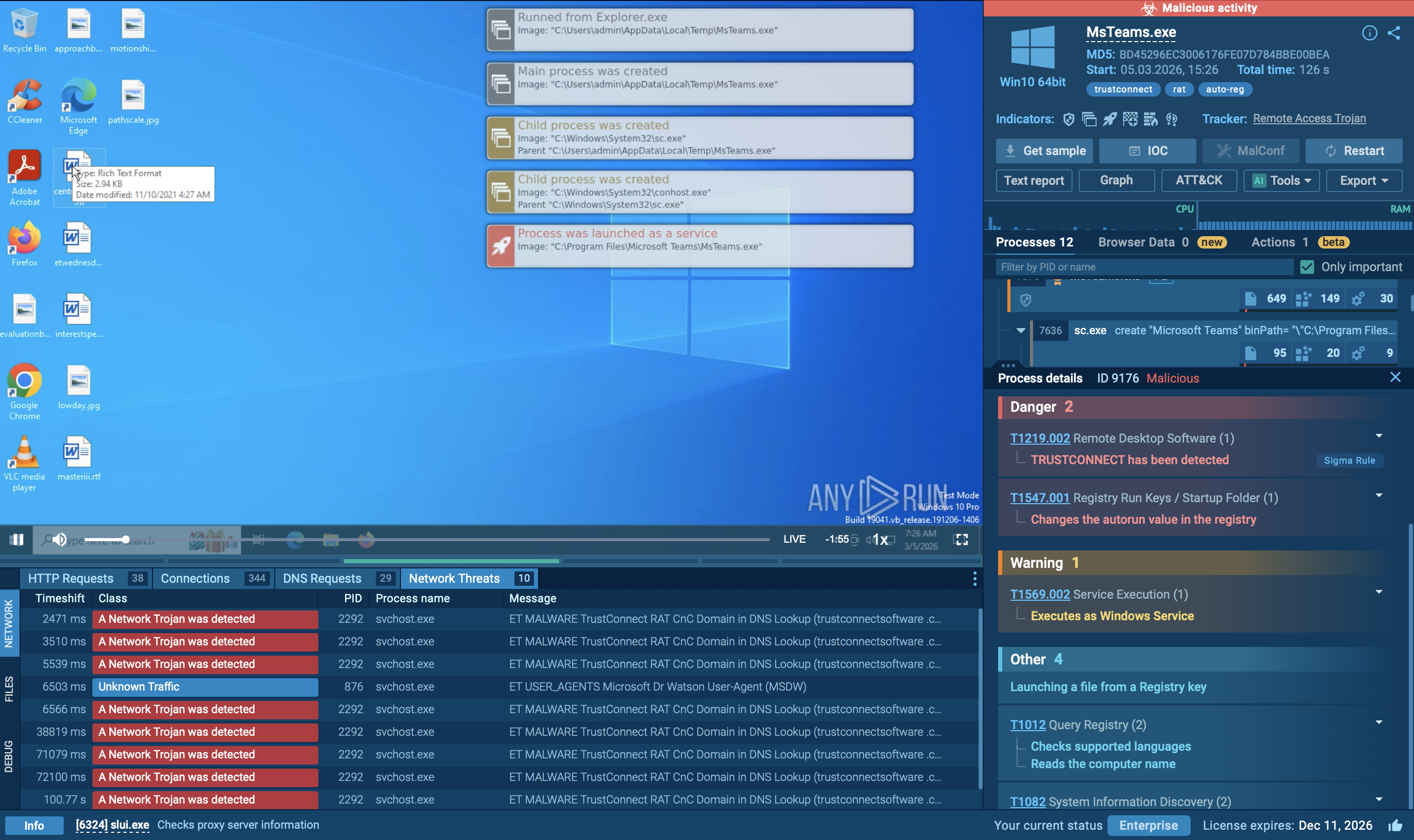 TrustConnect malware analysis in Interactive Sandbox